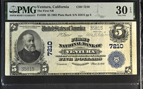 1902 $5 National Ventura, California