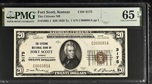 1929 $20 National Fort Scott, Kansas