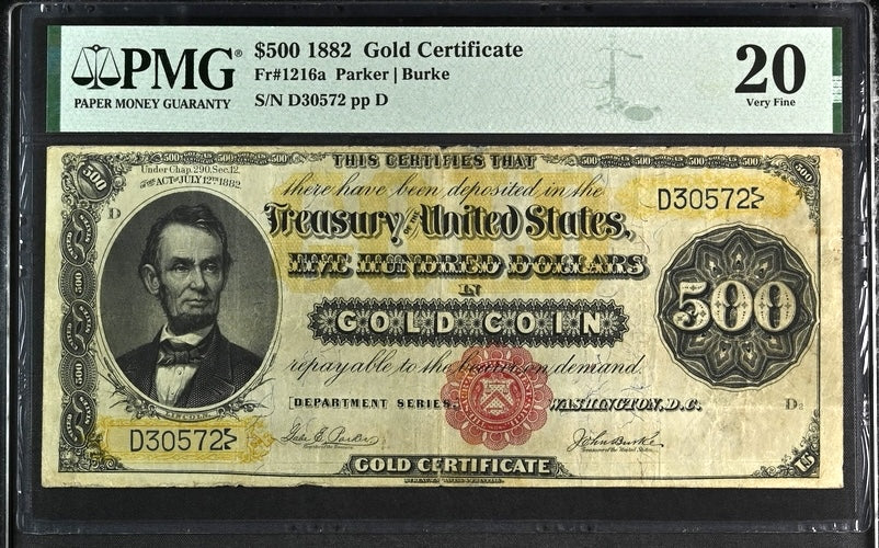 1882 $500 Gold Certificate