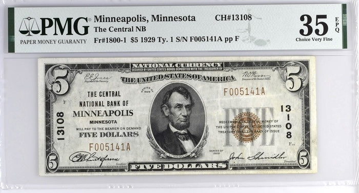 1929 $5 National Minneapolis, Minnesota