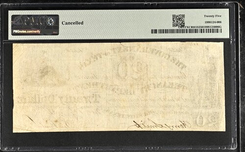 1838 $20 Obsolete Government of Texas