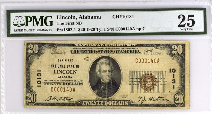1929 $20 National - Lincoln, Alabama