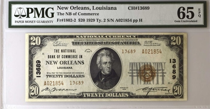 1929 $20 National New Orleans, Louisiana