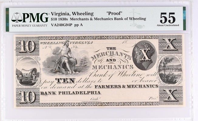 1830&#39;s $10 Remainder - Virginia, Wheeling