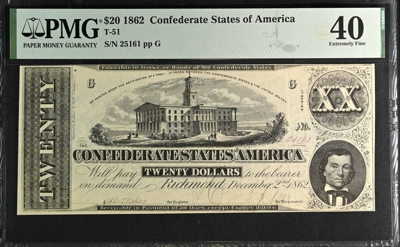 1862 $20 Confederate T-51
