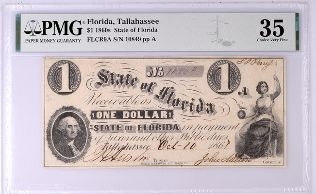 1860&#39;s $1 Obsolete Tallahassee, Florida