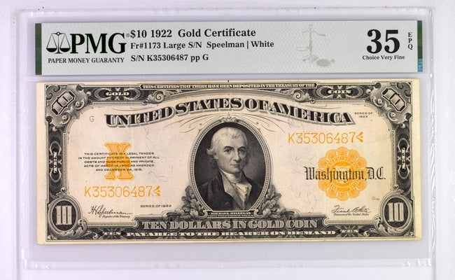 1922 $10 Gold Certificate