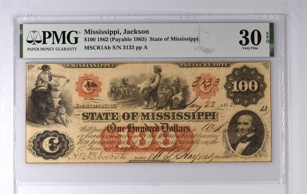 1862 $100 State Mississippi