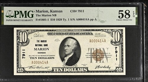 1929 $10 National Marion, Kansas