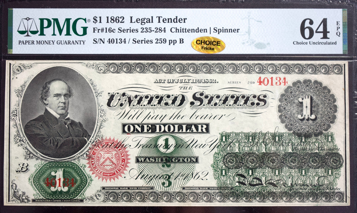 1862 $1 Legal Tender &quot;1st US Dollar&quot;