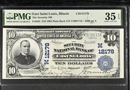 1902 $10 National Plain Back