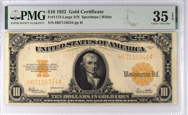 1922 $10 Gold Certificate