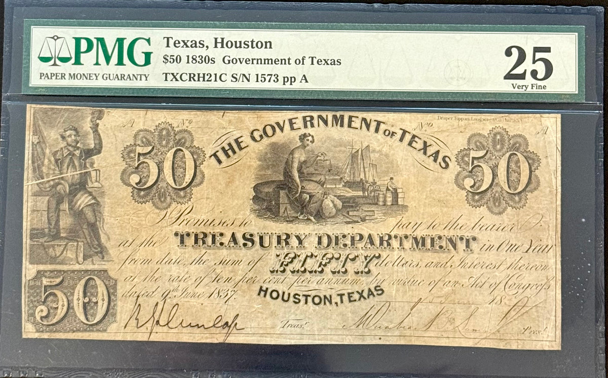1830&#39;s $50 Obsolete Government of Texas
