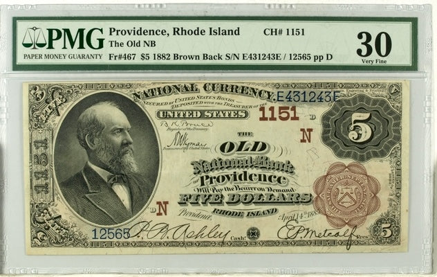 1882 $5 National - Brown Back