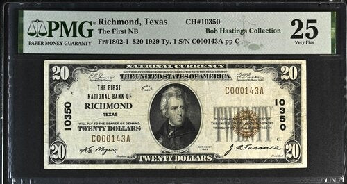 1929 $20 National Richmond, Texas