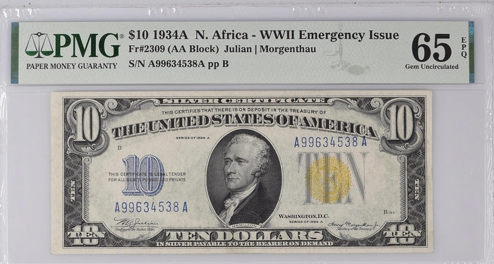 1934A $10 WWII Emergency Issue North Africa