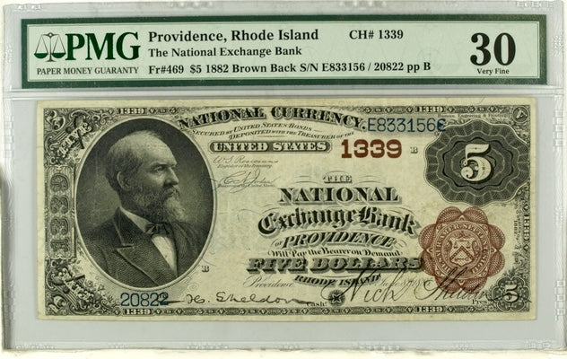 1882 $5 National Providence, Rhode Island