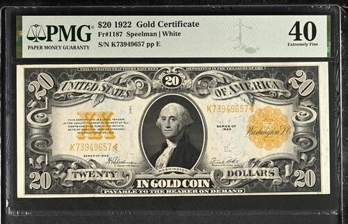 1922 $20 Gold Certificate